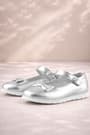Rakerplus Genuine Leather Silver Stone Velcro Girls' Ballerinas