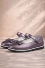 Rakerplus Genuine Leather Anthracite Gray Girls' Flat Shoes with Velcro