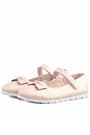Rakerplus Powder Pink Bow and Velcro Girls' Flat Shoes