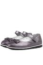 Rakerplus Genuine Leather Anthracite Gray Girls' Flat Shoes with Velcro