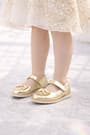 Rakerplus Genuine Leather Gold Bow Tie Girl Baby Flats