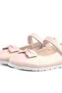 Rakerplus Powder Pink Bow and Velcro Girls' Flat Shoes