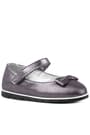 Rakerplus Genuine Leather Anthracite Gray Girls' Flat Shoes with Velcro