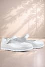 Rakerplus Genuine Leather Silver Velcro Stone Detailed Girls' Ballet Flats