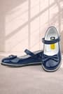 Rakerplus Navy Blue Rougan With Bow Velcro Girls' Babettes