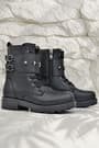 Rakerplus Black Lace-up Zippered Girls' Boots with Star Detail
