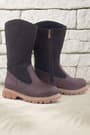 Rakerplus Genuine Leather Brown Zippered Long Girls' Boots
