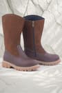 Rakerplus Genuine Leather Tan Brown Zippered Long Girls' Boots