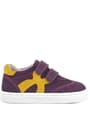 Rakerplus Genuine Leather Purple Yellow Banded Kids Sportts Shoes