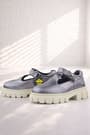 Rakerplus Genuine Leather Platinum Cream Soled Velcro Ribbon Girls School Shoes