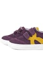 Rakerplus Genuine Leather Purple Yellow Banded Kids Sportts Shoes