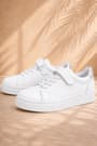 Rakerplus Hakiki Deri Beyaz Cırtlı Bağcıklı Kız Çocuk Sneakers