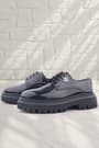 Rakerplus Black Patent Leather Lace-Up Floral Detailed Oxford Casual Shoes