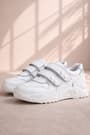Rakerplus Genuine Leather White Metal Detailed Girls Sneakers Shoes