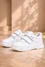 Rakerplus Hakiki Deri Beyaz Taşlı Kız Çocuk Sneakers Ayakkabı
