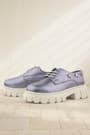 Rakerplus Platinum Genuine Leather Lace-Up Star Girls Oxford School Shoes