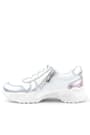 Rakerplus Hakiki Deri Gümüş Pembe Parlak Taşlı Kız Çocuk Sneakers Ayakkabı