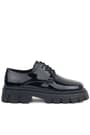 Rakerplus Black Patient Leather Laced Up Girls Kids' Oxford School Shoes