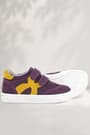 Rakerplus Genuine Leather Purple Yellow Banded Kids Sportts Shoes
