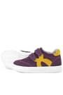 Rakerplus Genuine Leather Purple Yellow Banded Kids Sportts Shoes