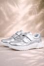 Rakerplus Genuine Leather Silver White Sole Girls' Sneakers Shoes