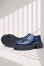 Rakerplus Navy Blue Patent Leather Lace Up Girls Oxford School Shoes
