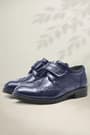 Rakerplus Navy Blue Velcro Oxford Boys Patent Leather Shoes 3060-LR-C.26
