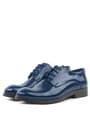 Rakerplus Navy Blue Patent Leather Lace up Oxford Kids Shoes 3020-LR-B.36