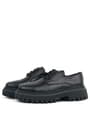Rakerplus Genuine Leather Black Rougan Laced Up Women Oxford Casual Shoes 1030-SR-B-DERI-D.36