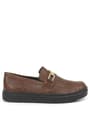 Rakerplus Tan Color Buckle Loafer Kids Classic Shoes 3051-TAB.36