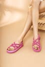 Artico Azuras Fuchsia Cross Band Rope Sandals