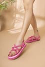 Artico Azuras Fuchsia Cross Band Rope Sandals