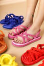 Artico Azuras Fuchsia Cross Band Rope Sandals