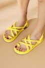 Artico Azuras Yellow Cross Band Rope Sandals
