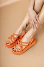 Artico Orange Cross Band Women's Rope Sandals