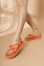 Artico Orange Cross Band Women's Rope Sandals