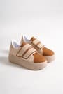 VALENCIA Bağcıksız Cırt Cırtlı Ortopedik Taban Kadın Sneaker Spor Ayakkabı CTT - Ten/Kahve