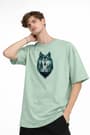 Wolf - Oversize Erkek Tişört SU YESILI