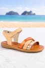 Artico Alexia Genuine Leaher Vaketa Tan Color Kids Girls Sandals