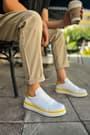 CH979 Santoni GBT Spor Erkek Ayakkabı BEYAZ/SARI