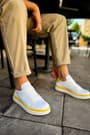CH979 Santoni GBT Spor Erkek Ayakkabı BEYAZ/SARI