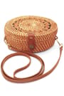 El Yapımı Hasır Rattan Desenli Yuvarlak Kutu Çanta KC105-HSDS