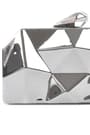 Geometrik Desenli Gümüş Metal Clutch Abiye Çanta KC980-G