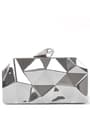 Geometrik Desenli Gümüş Metal Clutch Abiye Çanta KC980-G