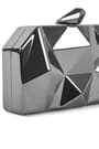 Geometrik Desenli Platin Metal Clutch Abiye Çanta KC980-PL