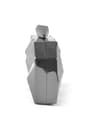 Geometrik Desenli Platin Metal Clutch Abiye Çanta KC980-PL