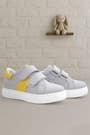 Genuine Leather Gray Yellow Velcro Kids Sports Shoes C1910-GRSA.30