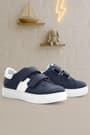Genuine Leather Navy Blue White Velcro Men's Sports Shoes C1910-LB.30