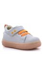 Anatomical Genuine Leather Gray Metal Detailed Elastic and Velcro Baby Shoes