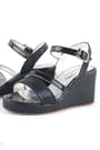 Black Wedge Heeled Shoes For Girl's